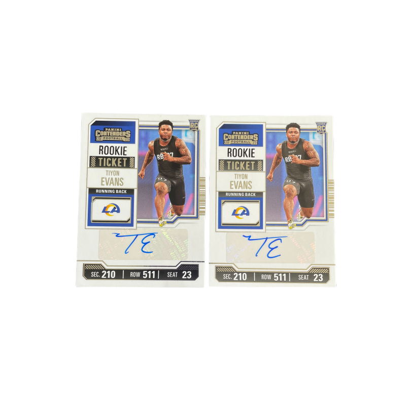 PANINI 2023 Ball Game Ticket, Rising Stars RC Rams, Evans, Signature Card, Player Card, Card Collection Pass