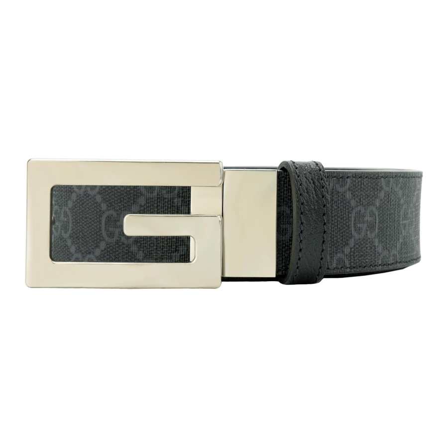 GUCCI Reversible Belt With Square G Buckle Gg Supreme