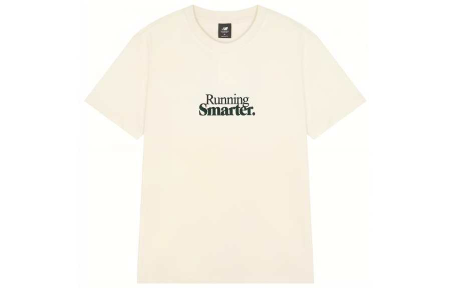 New Balance New Balance T Shirts Men's Ecru Crew Neck Moderate Straight Fit
