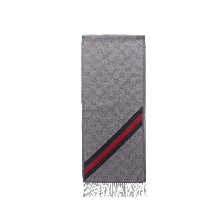 GUCCI Wool Knit Scarves Women's Dark Gray