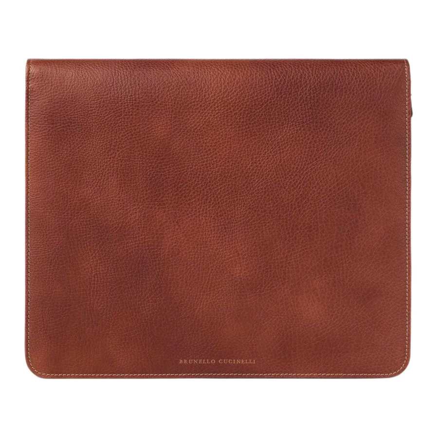 Brunello Cucinelli Grain Cow Leather Clutch Men's Brown