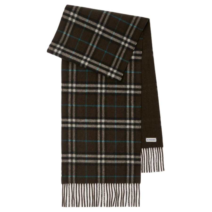 Burberry Cashmere Knit Scarves Women's Dark Gray