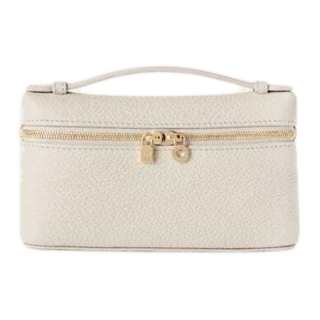 Loro Piana ExtraPocket Two Way Zip Closure Hammered Texture Calfskin One Shoulder Handbag Mini Women's Light Travertine