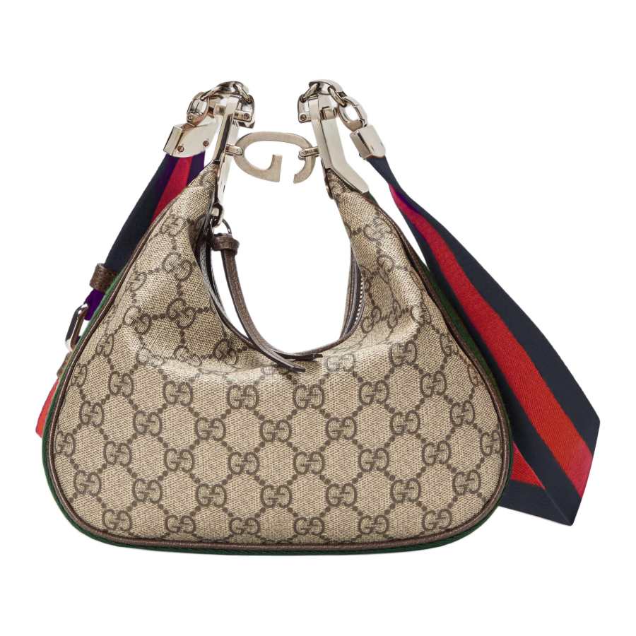 GUCCI Attache Canvas With Leather Trim Crossbody Bag, Shoulder Bag Small Women's Beige