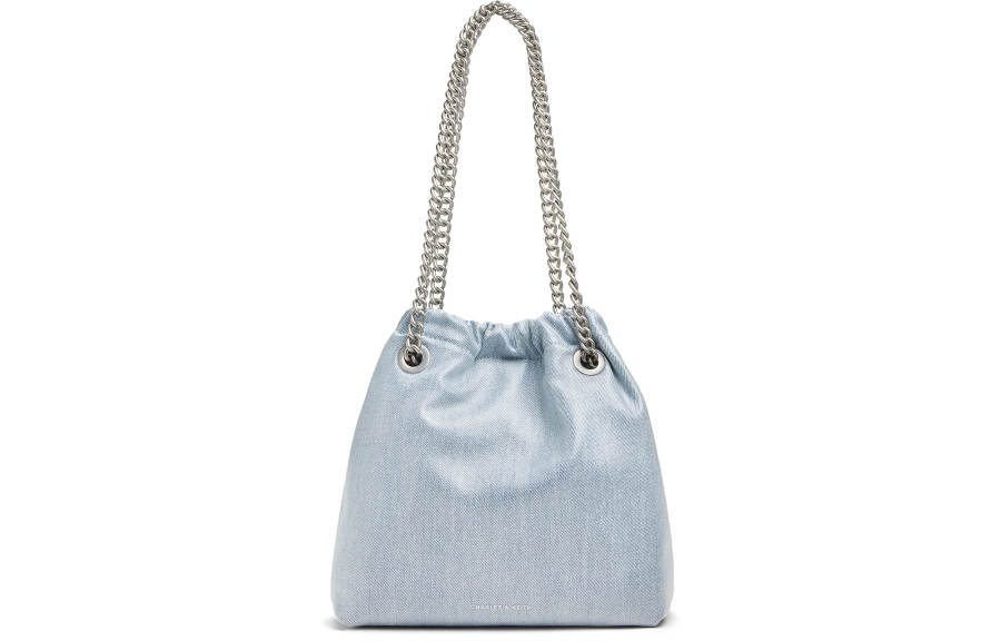CHARLES&KEITH PU, Textile Mixture Bucket Bag, Hobo Bag, Shoulder Bag Medium Women's Dark Denim Blue