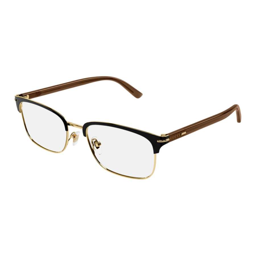 GUCCI GUCCI Rectangular Eyeglass Frames Men's Gold