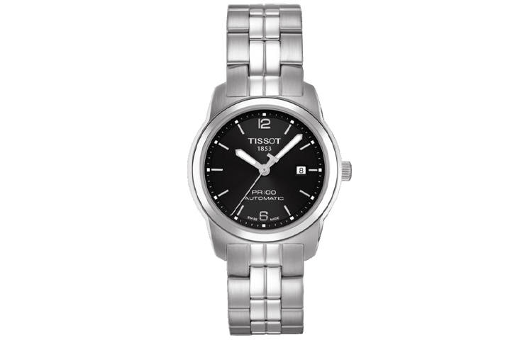 TISSOT Automatic Mechanical Movement 100m Waterproof Women's Watch 27mm Black Dial Stainless Steel Case