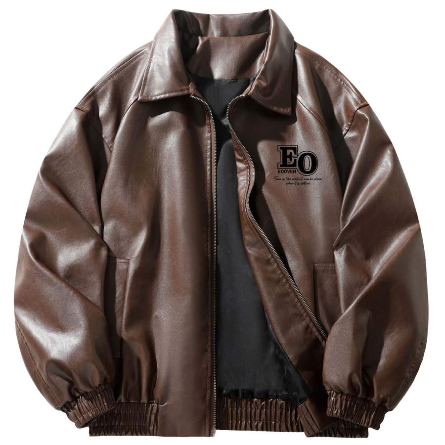 EOOVEN EOOVEN Leather Jackets Unisex Lapel Moderate