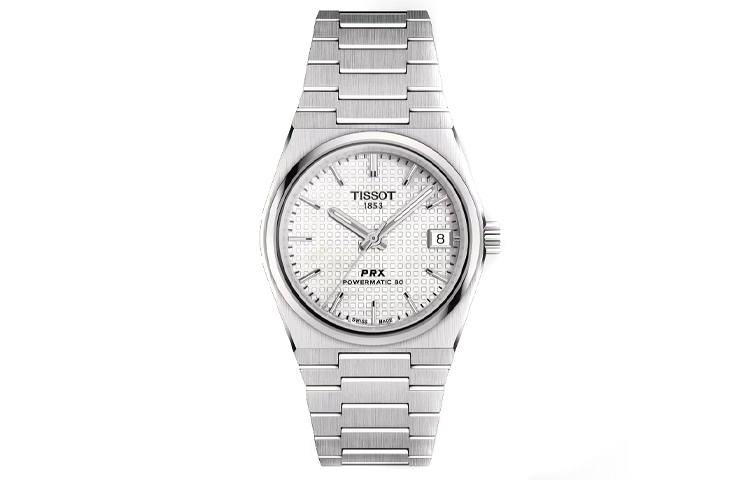 TISSOT PRX Automatic Mechanical Movement 100m Waterproof Unisex Watch 35mm White Dial Stainless Steel Watchband