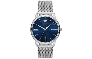EMPORIO ARMANI Wrist Watches Quartz Movement Stainless Steel Strap 42mm Blue Dial Men's Watches