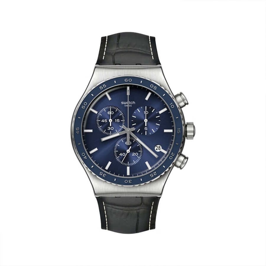 SWATCH Unisex Metal Series 43mm Blue Watch YVS496