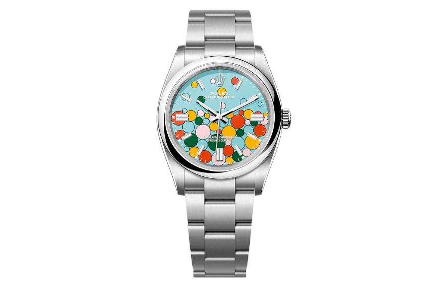 ROLEX Smooth Bezel, Oyster Perpetual Type Automatic Mechanical Movement Unisex Watch 36mm Blue Dial
