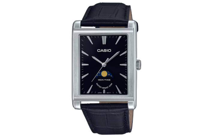 CASIO CASIO 50M Waterproof Quartz Movement Genuine Leather Strap Watch Men's Watches Black Dial
