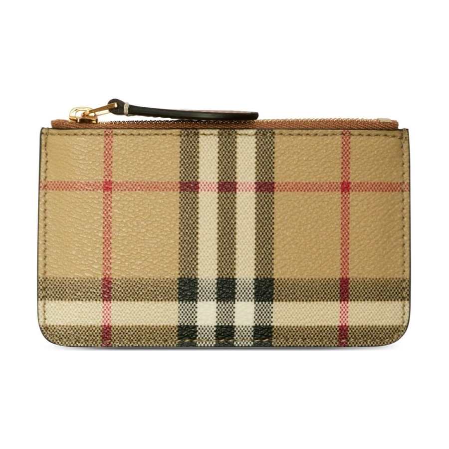 Burberry Calfskin Coin Purse, Card Holder Women's Beige