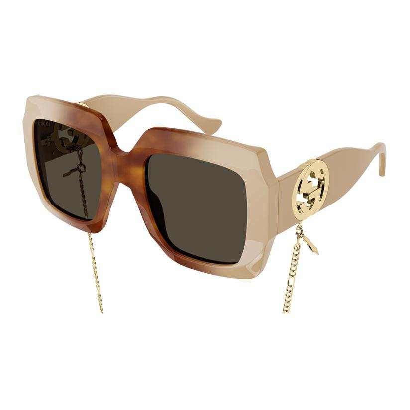 GUCCI Brand Logo Square Sunglasses Women's Tortoiseshell