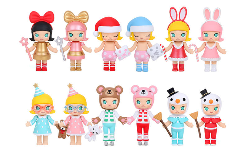 POP MART POP MART Molly 2017 Christmas Collection Limited Edition Mystery Boxes Whole Set 12 Pcs