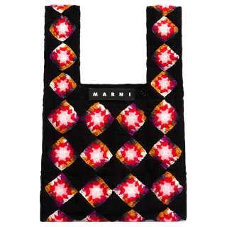 MARNI Cow Leather Basket Bag Handbag Women's Black/Red