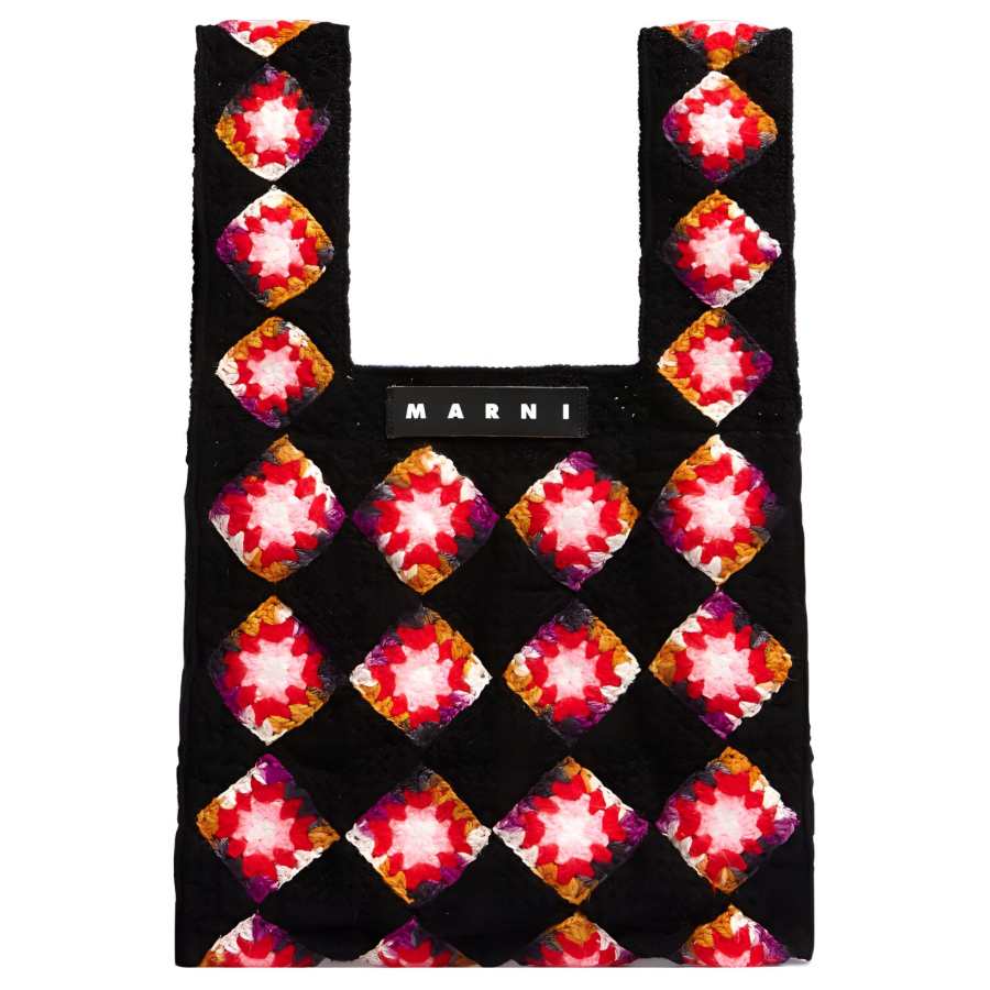 MARNI MARNI Cow Leather Basket Bag Handbag Women's Black/Red