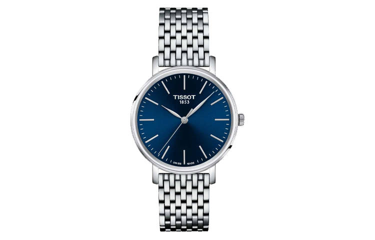 TISSOT Classic Collection Quartz Movement 50m Waterproof Women's Watch 34mm Blue Dial Stainless Steel Case