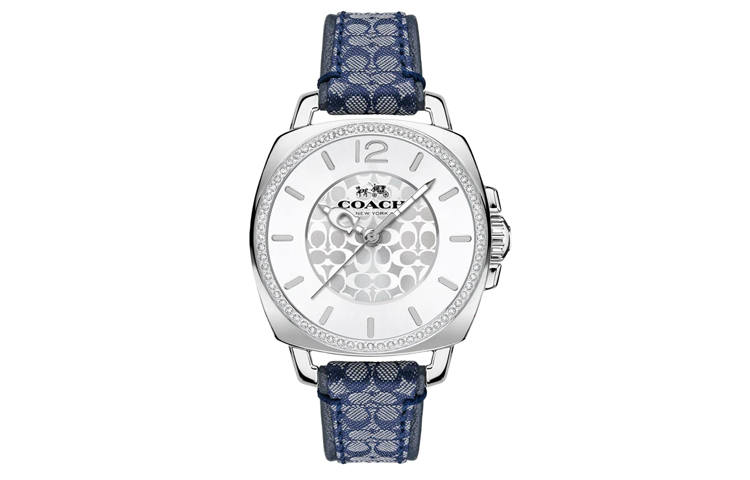 COACH BOYFRIEND Wrist Watches Quartz Movement Leather Strap 34mm Silver Dial Women's Watch 30m Water Resistant