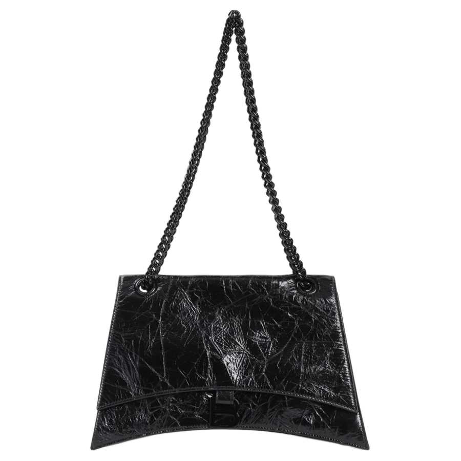 Balenciaga Crush Calfskin Chain Shoulder Bag Women's Black