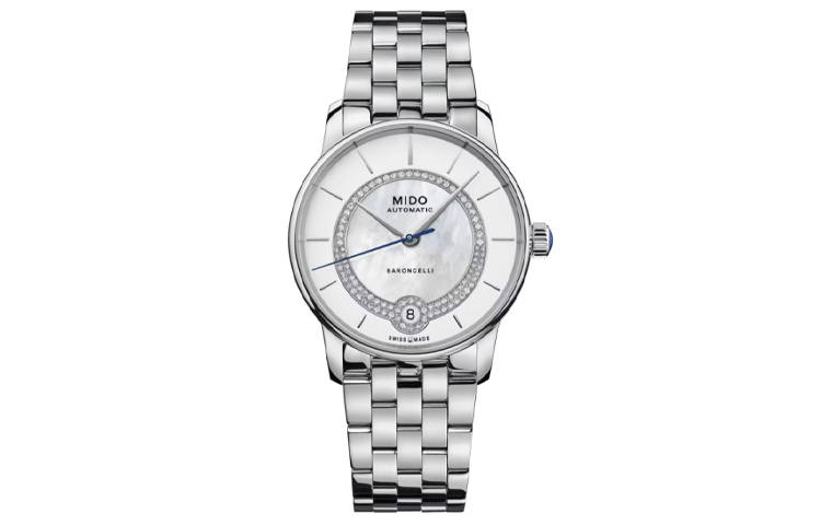 MIDO Berluci Collection Radiant Pearl Genuine Diamond Women's Wrist Watch Automatic Mechanical Movement 50m Waterproof