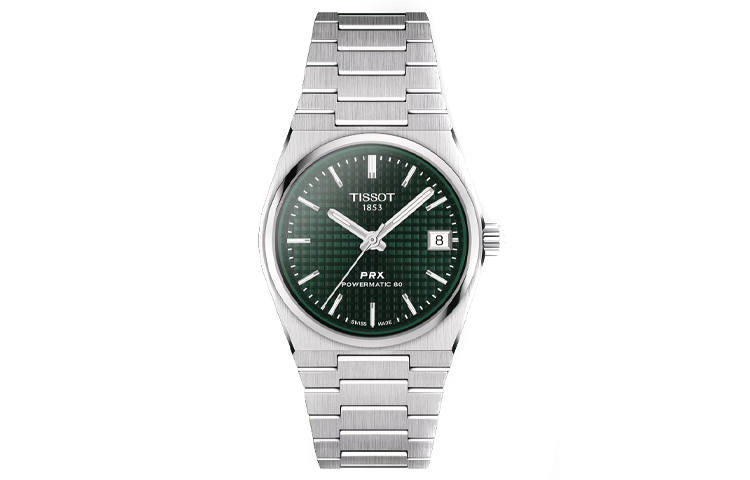 TISSOT PRX Automatic Mechanical Movement 100m Waterproof Unisex Watch 35mm Green Dial Stainless Steel Case