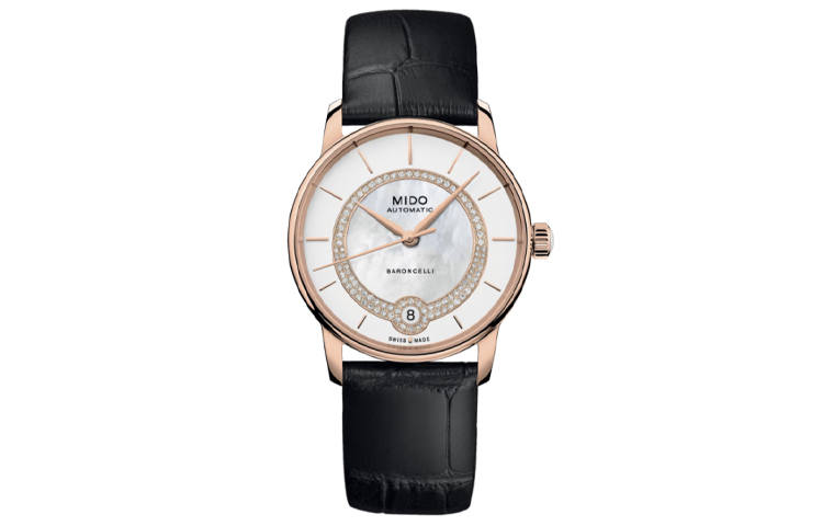 MIDO Berluti Collection Radiant Pearl Mother Of Pearl Genuine Diamond Women's Wrist Watch Automatic Mechanical Movement