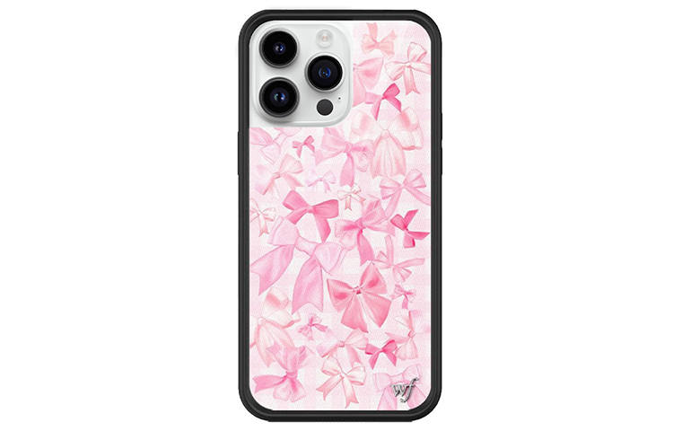 WILDFLOWER Silicone Material Pink Bowknot Fully Enclosed Impact Resistant Insulation Phone Cases