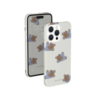 VICY PC Material Blue Cartoon Bear Semi Enclosed Magnetic Matte Hard Shell