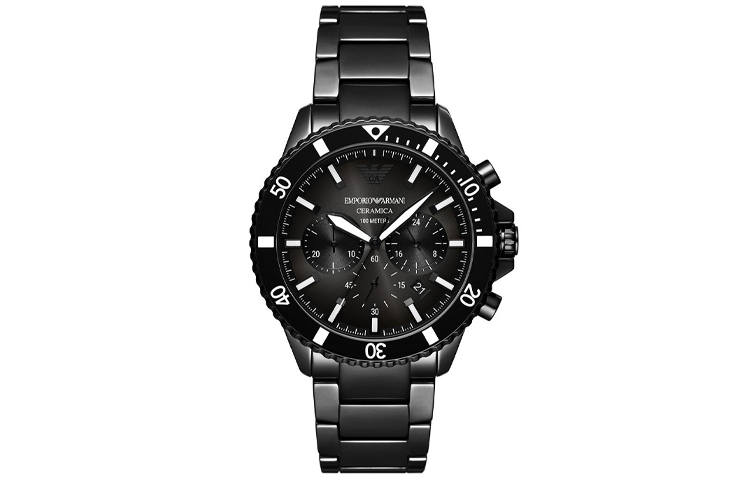 EMPORIO ARMANI Wrist Watches Quartz Movement Ceramic Strap 43mm Black Dial Men's Watches