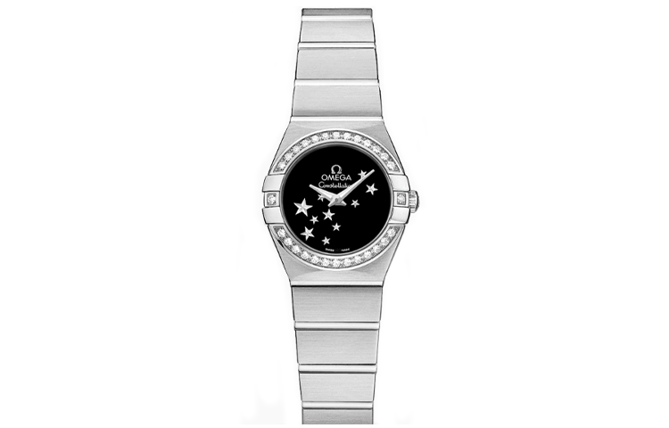 OMEGA Constellation Collection Zodiac Watch Quartz Movement 100m Waterproof Women's Watch 24mm Black Dial