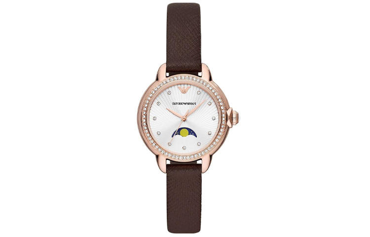 EMPORIO ARMANI Wrist Watches Quartz Movement Leather Strap 32mm White Dial Women's Watch