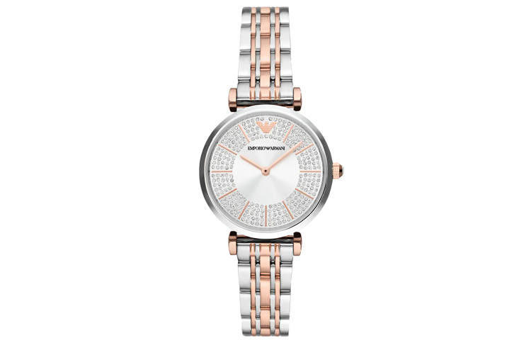 EMPORIO ARMANI Wrist Watches Quartz Movement Stainless Steel Strap 32mm Silver Dial Unisex 30m Water Resistant