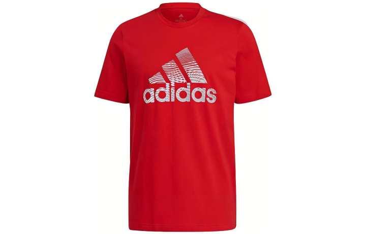 Adidas Adidas T Shirts Men's Red Crew Neck Moderate Straight Fit