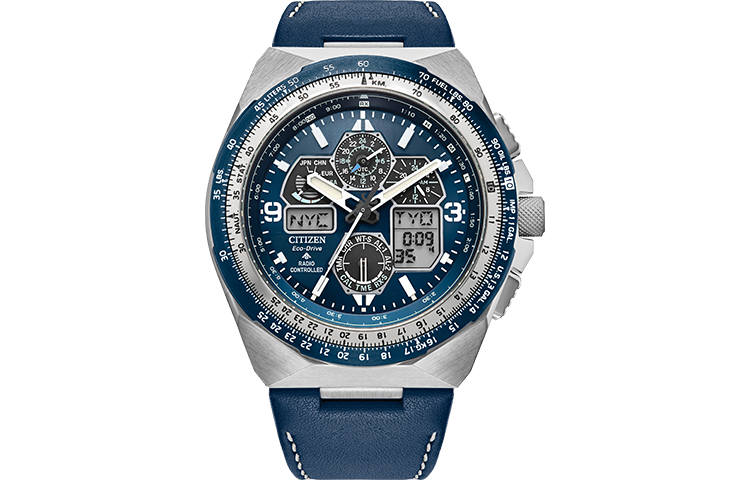 CITIZEN PROMASTER Light Powered Quartz Movement Cow Leather Strap Watch Men's Watches Blue Dial