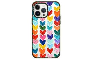 CASETIFY Colorful Hearts Impact Resistant, Transparent Black Frame Phone Cases