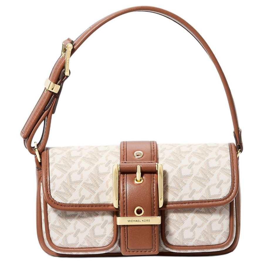 MICHAEL KORS Colby Coated Canvas With Polyester Handbag, Shoulder Bag Mini Women's White & Brown