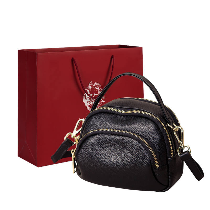 LAORENTOU Cow Leather Shoulder Bag, Crossbody Bag, Handbag Small Women's Black