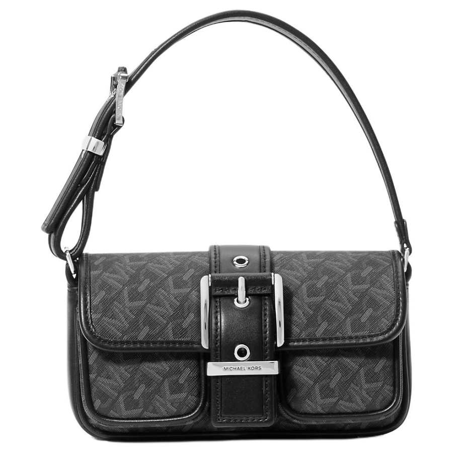 MICHAEL KORS Colby Coated Canvas Handbag, Shoulder Bag Women's Black