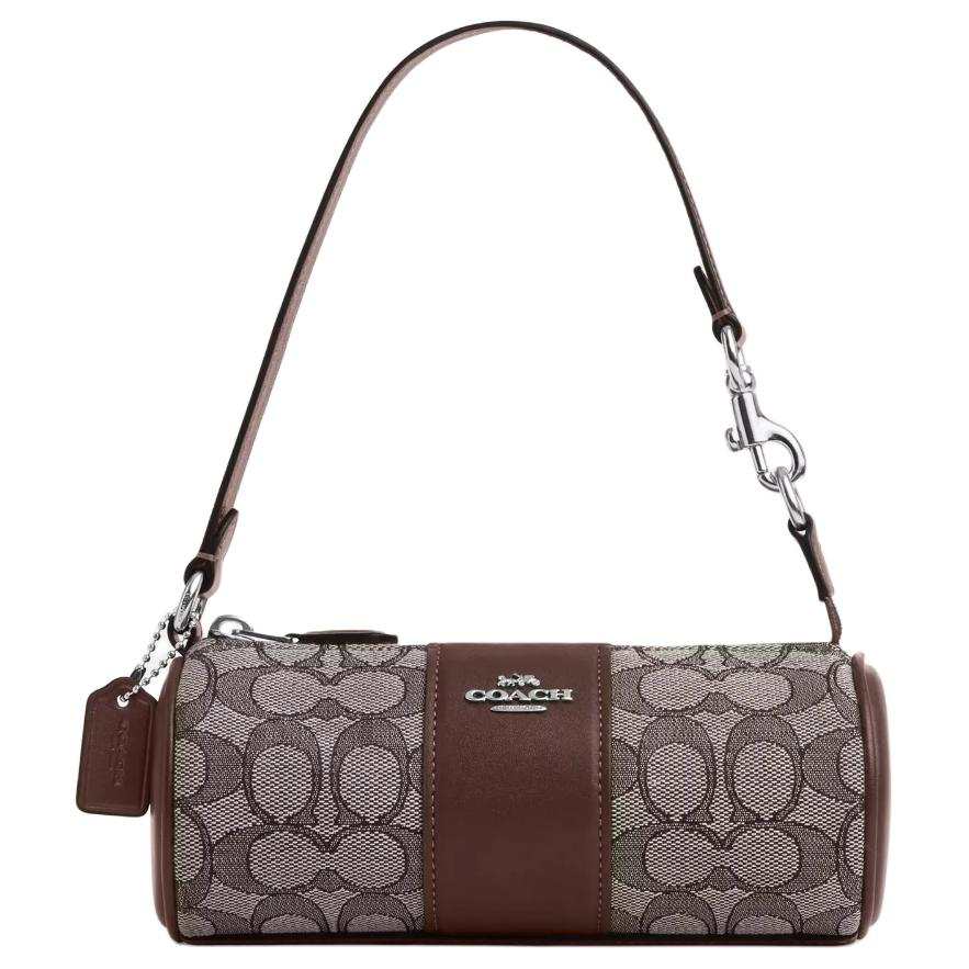 COACH Nolita Fabric With Leather Cylinder Bag Handbag, Shoulder Bag Small Women's Dark Coffee