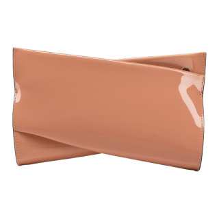 Christian Louboutin CL LUBOTING Patent Leather One Shoulder Crossbody Clutch Women's Light Brown