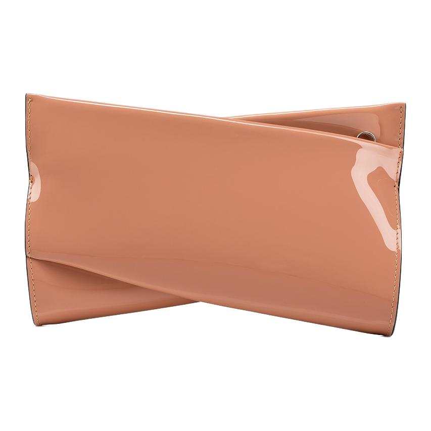 Christian Louboutin CL LUBOTING Patent Leather One Shoulder Crossbody Clutch Women's Light Brown