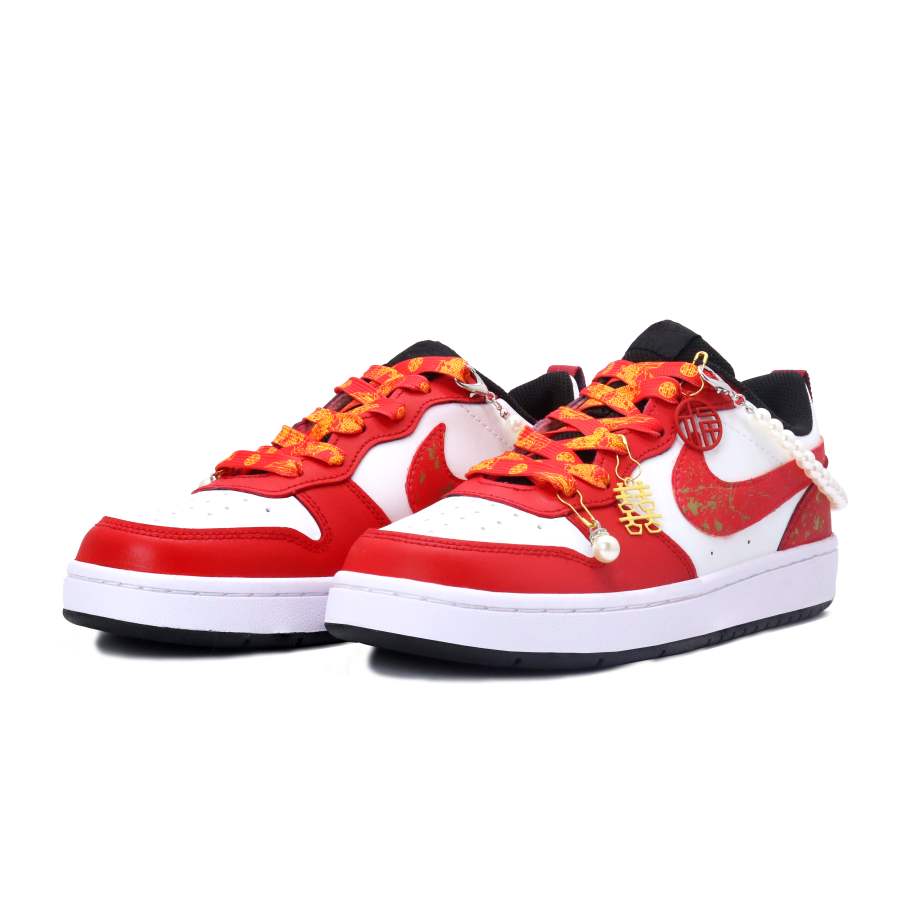 Nike Nike Court Borough 2 Lightweight Anti Slip Low top Skateboard Shoes Women's Red Gold White