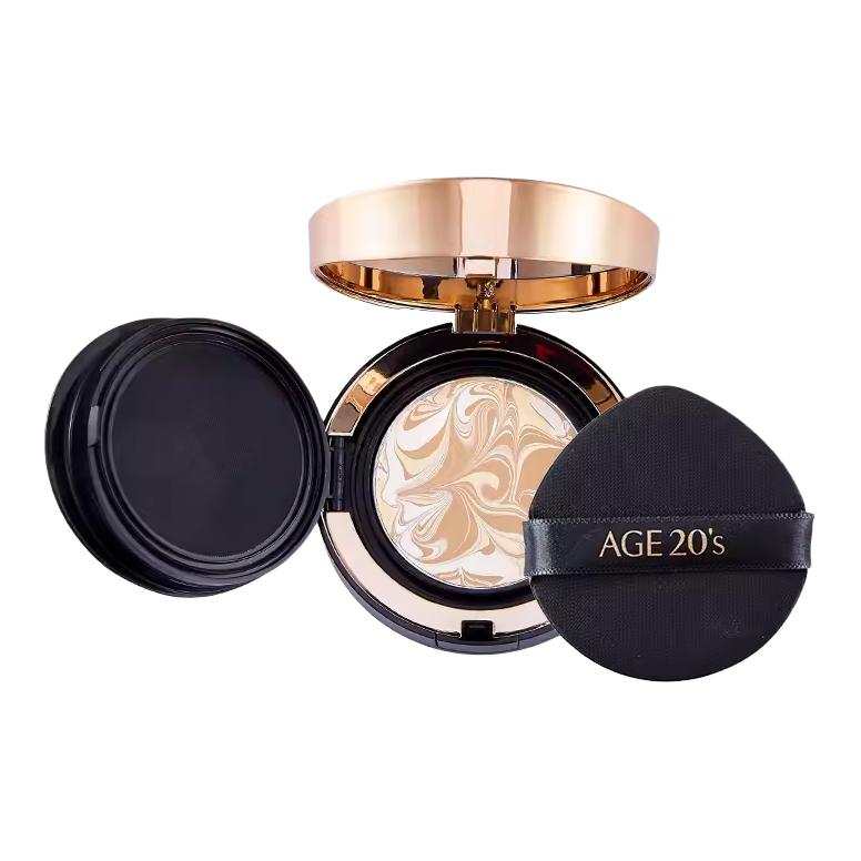 Aekyung Age20's AEKYUNG KERASYS Three Color Embossing Air Cushion, Black Box Liquid Foundation, 1 Box With Two Refills