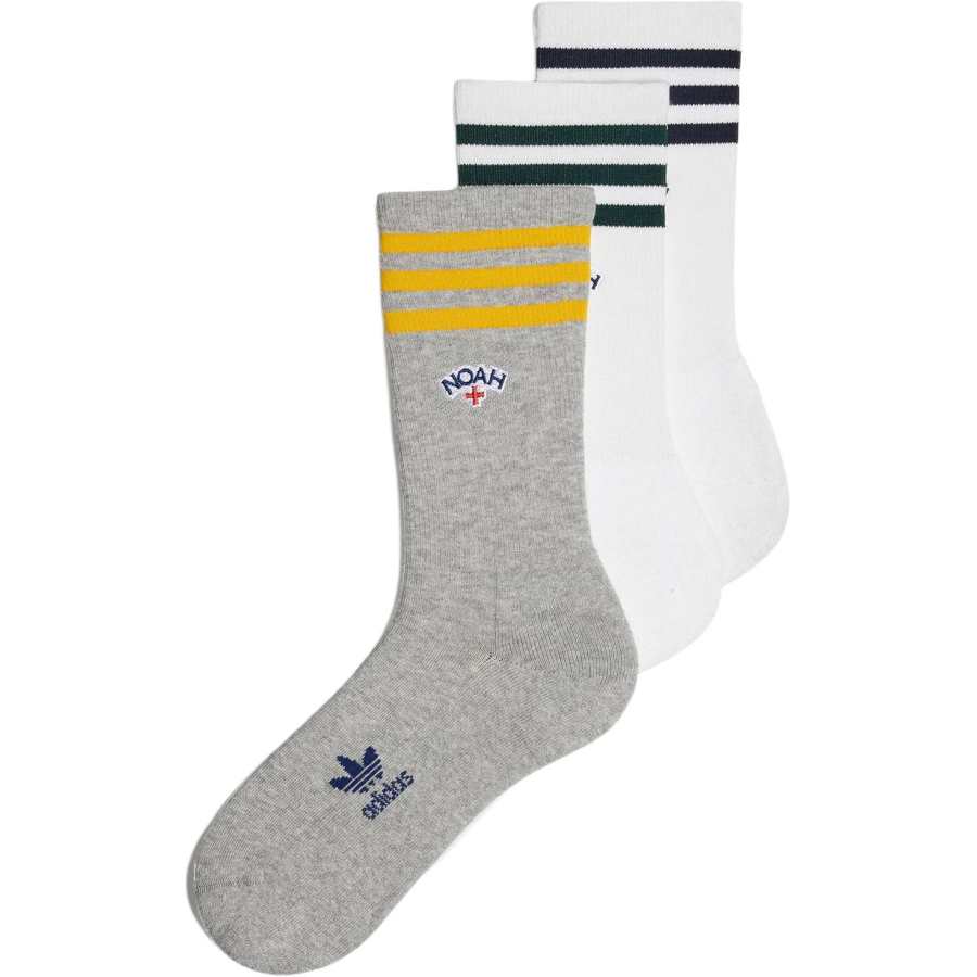 Adidas Originals X Noah 3 Pack Socks 'White/Medium Grey Heather'