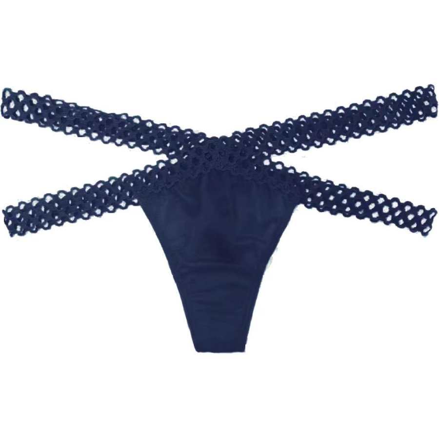Victoria's Secret Thong Women's 1 Pack Navy Blue Steel Wire Mesh