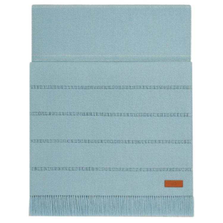 HERMES Cashmere Knit Scarves Unisex Sky Blue