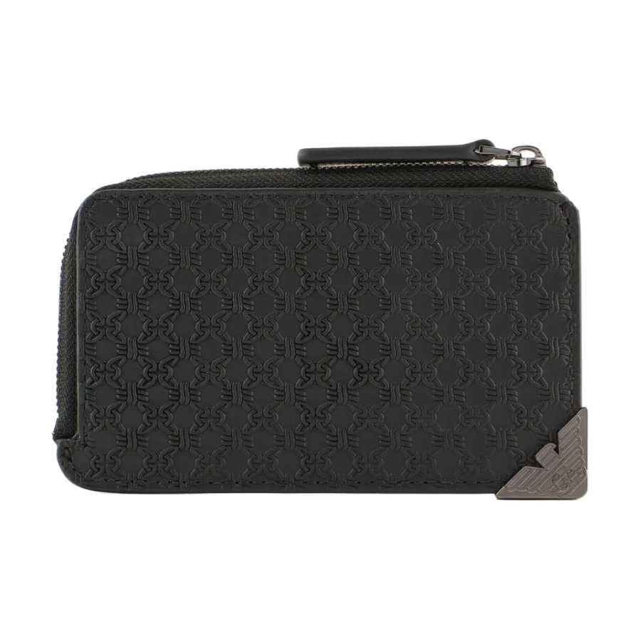 EMPORIO ARMANI Cow Leather Card Holder Men's Black