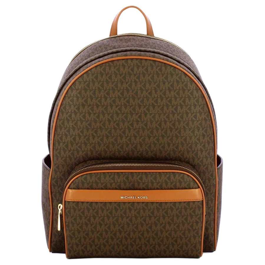MICHAEL KORS PVC Polyvinyl Chloride Polyurethane Backpack Women's Dark Brown & Acorn Brown